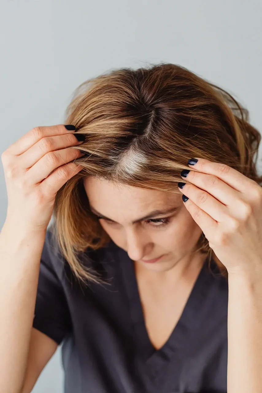 Before: Female hair loss · part line
